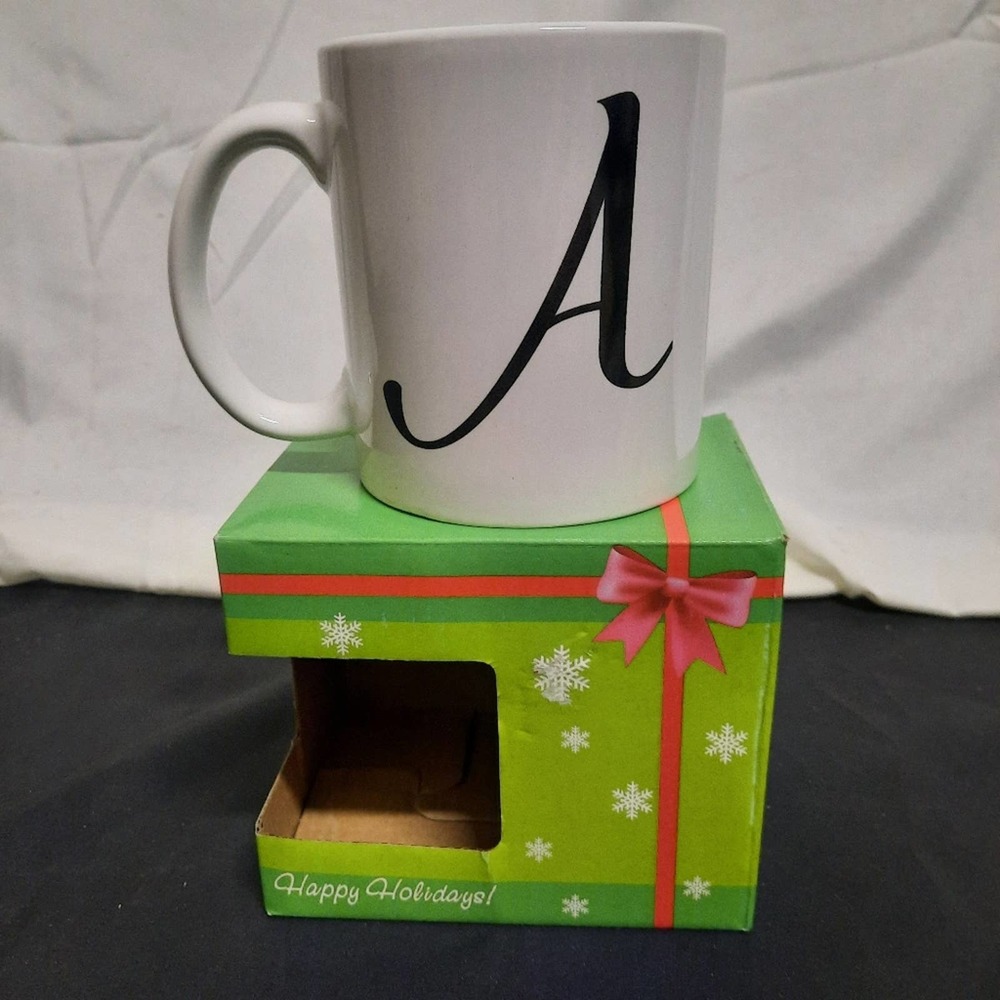 New in box Lettered coffee mugs